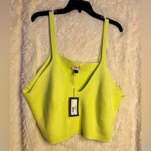 Universal Thread Ribbed Knit Crop Top – Neon Yellow